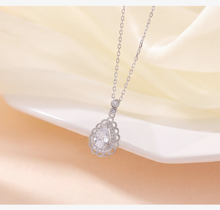 Dây chuyền bạc S925 mạ vàng mặt dây hình giọt nước phong cách sang trọng — Bộ dây chuyền bạc chi tiết 5