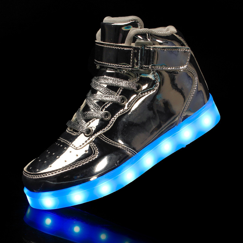 Cross-Border Lightweight High-Top Sneakers, Fashionable Large Size USB Charging Luminous Shoes, Parent-Child Shoes, Light Shoes, Couple Sports Shoes for Men