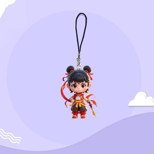 Lotus Cake Cp Pendant Nezha 2 Magic Child Causing Chaos in the Sea Cartoon Anime Cute Pendant Nezha Ao Bing School Bag Pendant and Zhixi