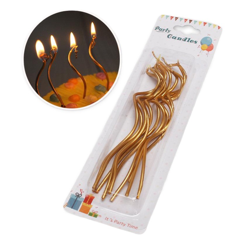 Fábrica al por mayor hilo curva vela color espiral curva pastel sin humo para hornear vela de cumpleaños creativa