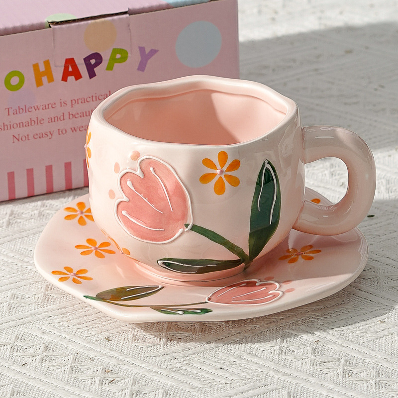 Taza de café de cerámica de alta calidad, taza de café de la tarde, esmalte de color, estilo chino, estilo retro coreano, hogar