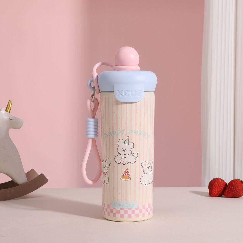 高品質フローティングボール 316 学生用断熱カップ、屋外ポータブル茶水分離ストローカップ、持ち運び用ロープ付きスポーツケトル|undefined