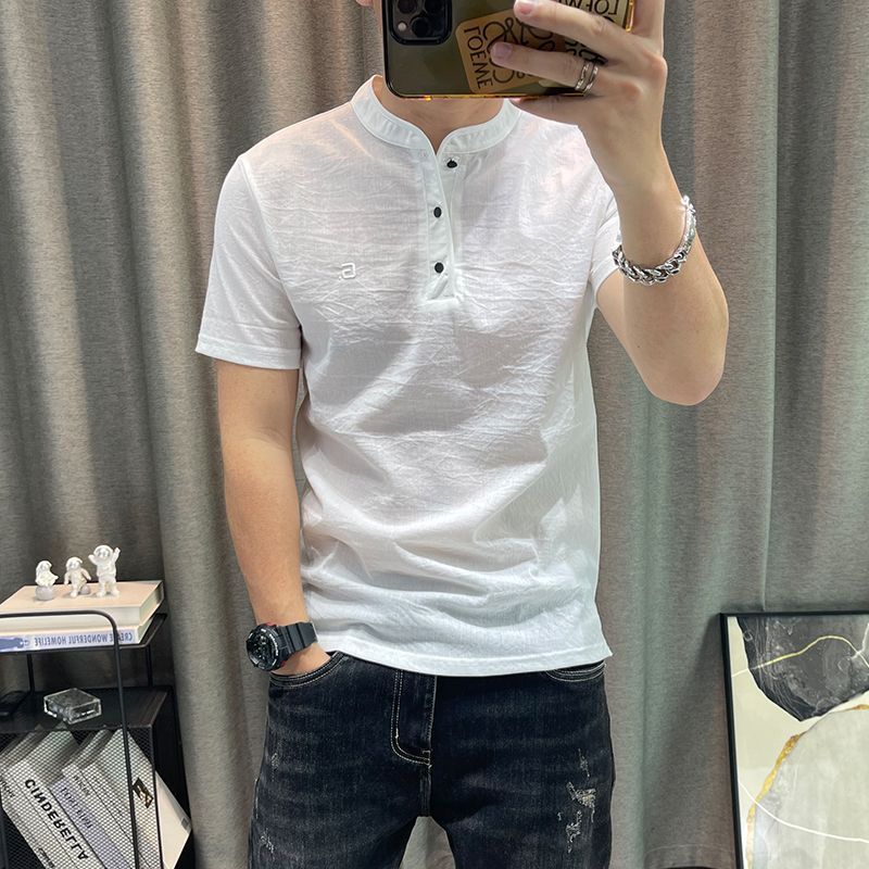クロスボーダーメンズ Tシャツ夏の新作テンセル綿麻紳士服薄手メンズ半袖|undefined
