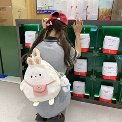 可愛小兔子女孩雙肩包包初中生大學生上課書包大容量斜跨帆布包袋