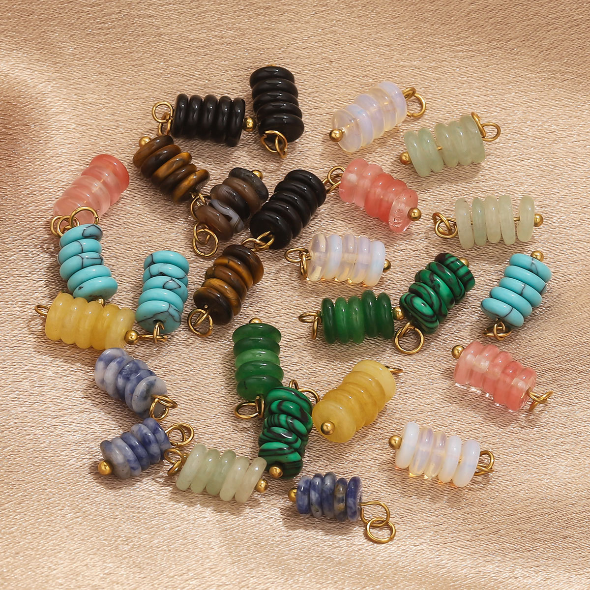 Acero inoxidable ojo de tigre piedra piedra natural perlas DIY joyería hecha a mano cuentas pendientes pulseras accesorios