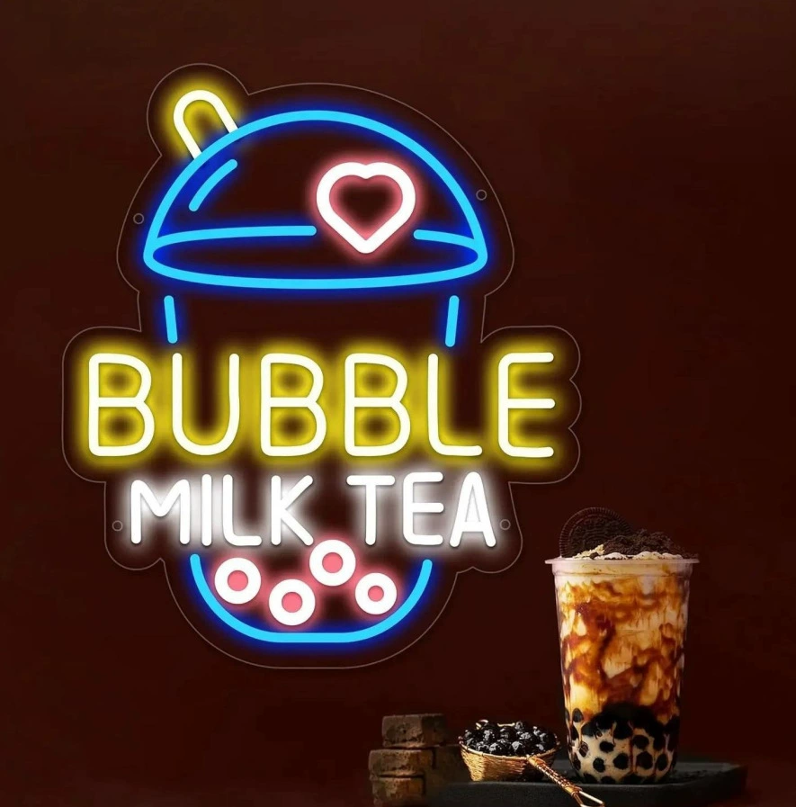 Светодиодная неоновая вывеска кастом лед-cream и милк-ти напитки, лёгкая, разные размеры, 10 Вт
