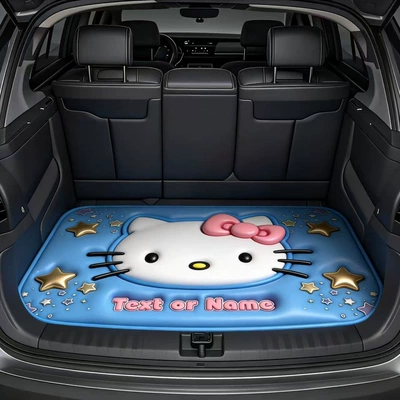 Avtomobil döşəmə paspasları for Cars, Cartoon Design, Dirt-Resistant - 0320-cartoon-trunk-mat-2-flat-effect-not-3d-effect-75100cm-crystal-velvet-dot-plastic-bottom