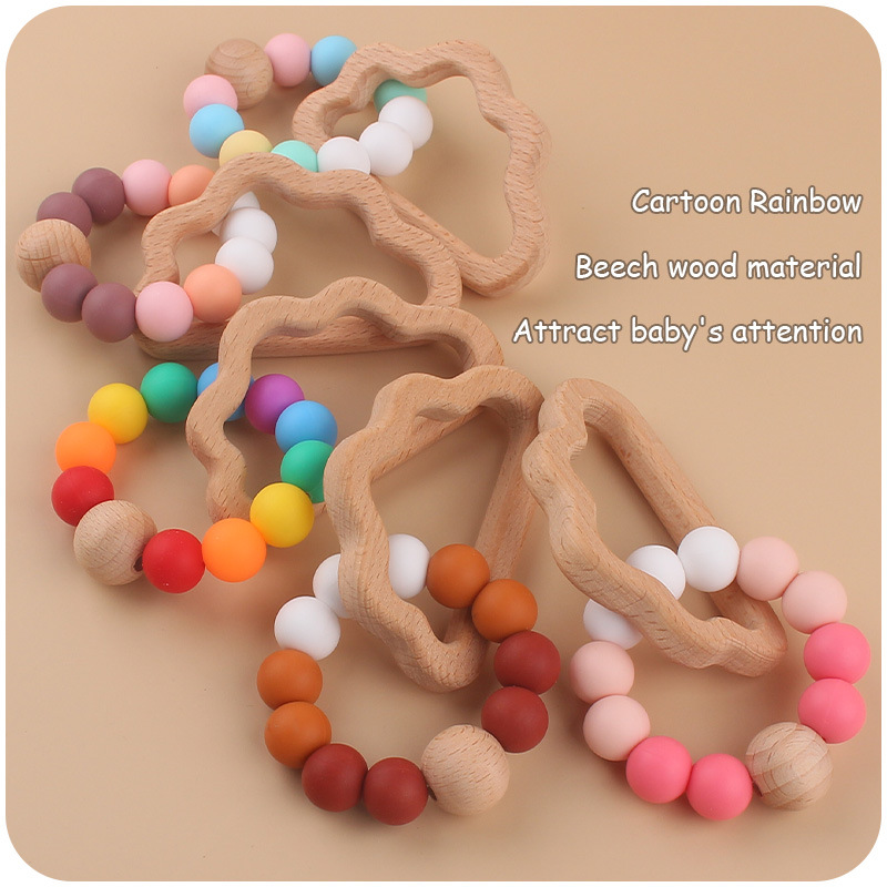Nuevo bebé de dibujos animados nube de haya macaron mordedor relajante bebé contraste color silicona mordedura juguete