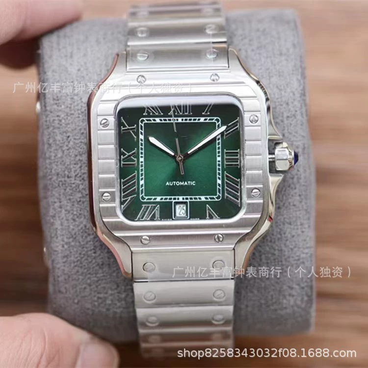 Mechanical waterproof automatic high-end mechanical watch, square calendar, tank, for beloved