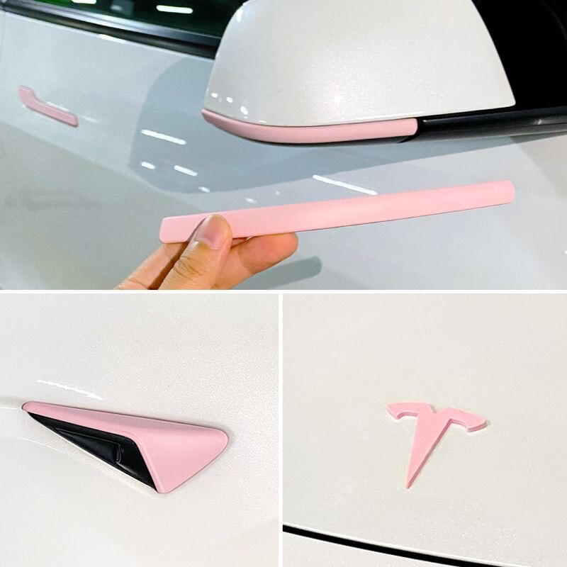 适用特斯拉焕新Model3Y彩色T字母标车门把手摄像头保护罩装饰贴拉|undefined