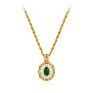 ● Korean Horse Print Heart ● S925 Silver Natural Diopside Necklace Women's Accessible Luxury Elegant French Pendant Retro Work Clothing