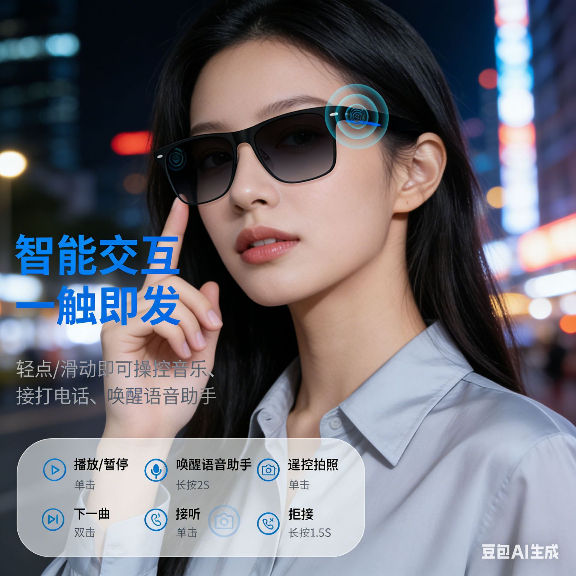 蓝牙眼镜智能ai翻译耳机偏光太阳墨镜无线听歌通话开车运动骑行镜