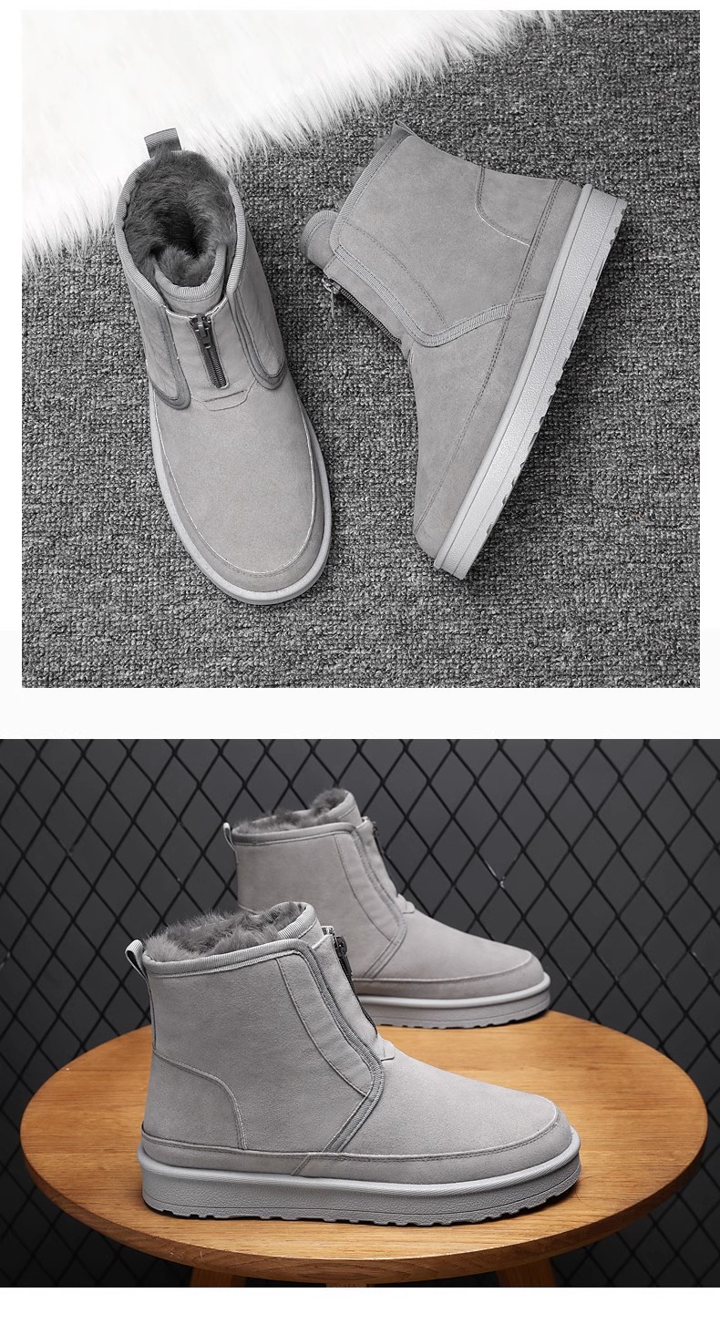 Snow boots for men's winter casual warmth New Classic Men Woman Boots Zipper Snow Boots Chestnut Warm Low Medium Top Boot_voghion.com