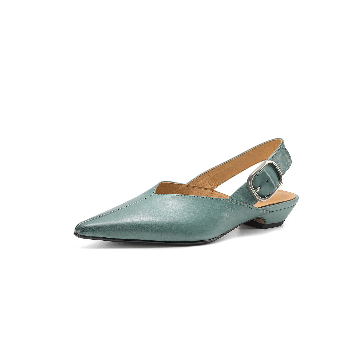 Giày sandal nữ mũi nhọn quai ngang gót thấp phong cách Hàn Quốc — màu nâu chi tiết 28