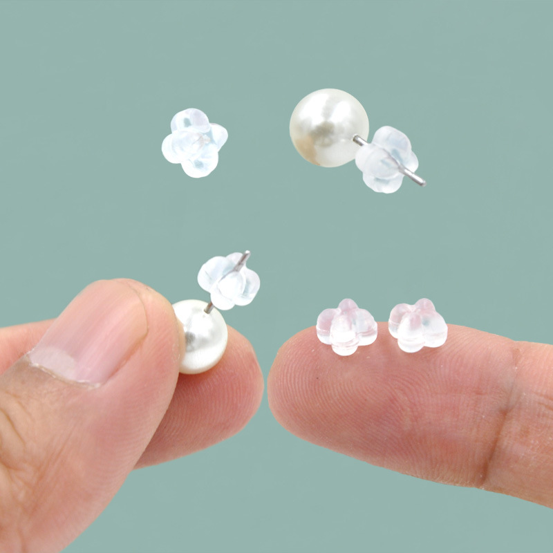 Plastic Transparent Ear Plug Ear Plug Four-leaf Clover Silicone Earring Plug Ear Back Cap Earring Plug diy Jewelry Accessories Wholesale