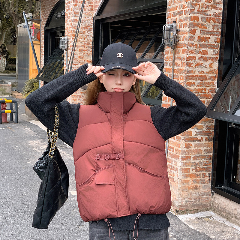 2025 otoño y invierno nuevo chaleco de algodón de pluma estilo femenino coreano de estilo universal chaleco casual de hombro vertical chaqueta de clip de caballo image 4