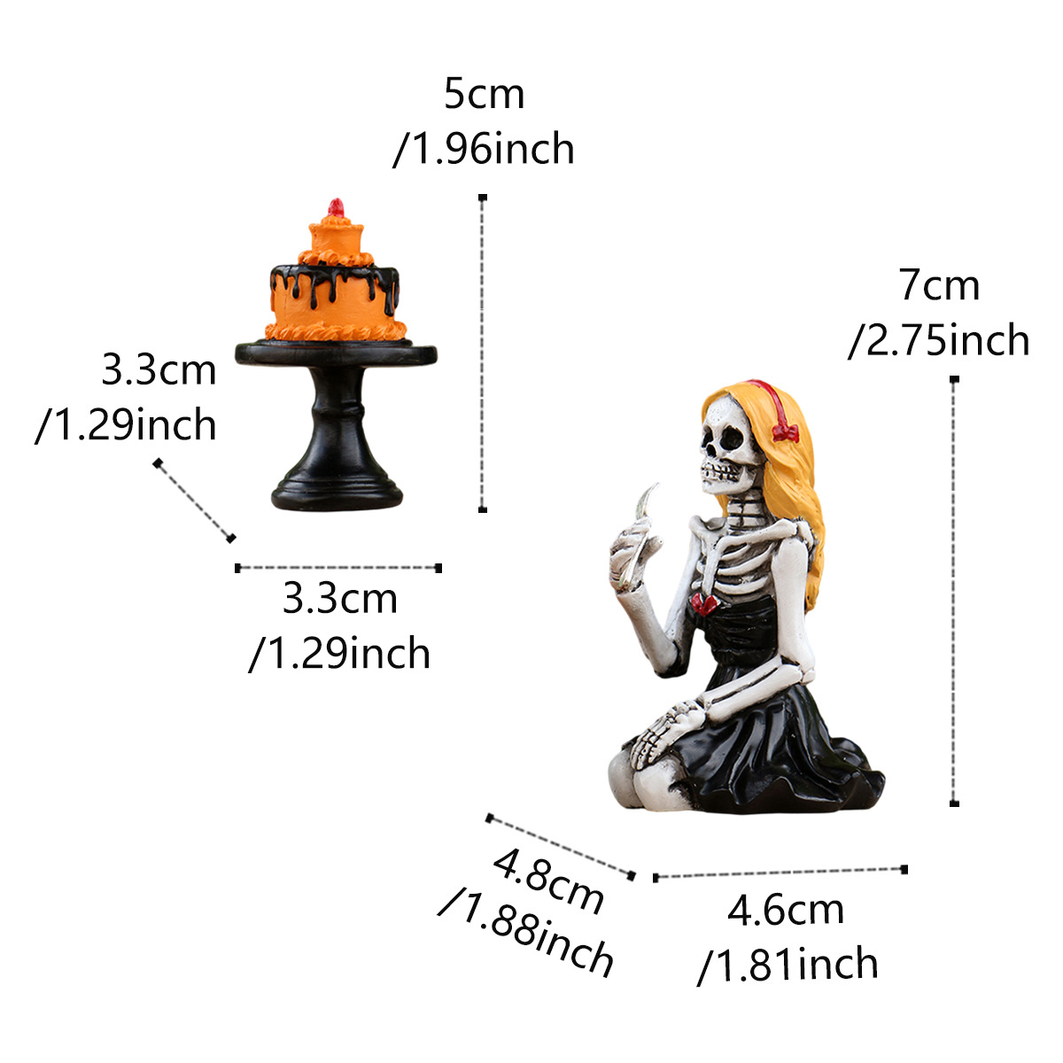  New Halloween Skeleton Girl Figure Cake Decoration Micro Scene Display Fun Skeleton Tasting Cake