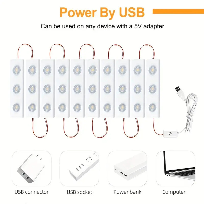 (2개) USB5V 거울 LED 채우기 라이트 드레싱 테이블 메이크업 램프 뷰티 페이스트 비 천공 욕실 거울 헤드 라이트 방수