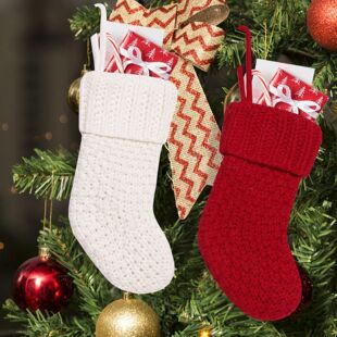 Cross Border Christmas Decoration Solid Color Knitted Christmas Stocking Country Style Knife and Fork Set Christmas Tree Pendant Fireplace Hanging Stocking