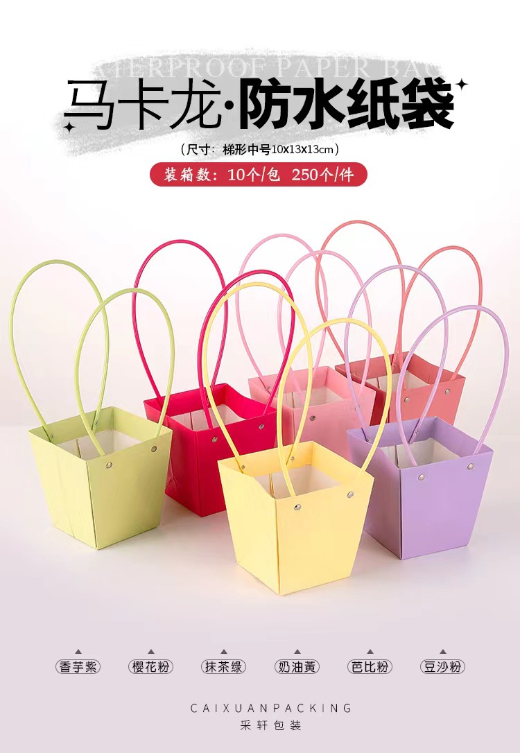 马卡龙色防水纸袋中号