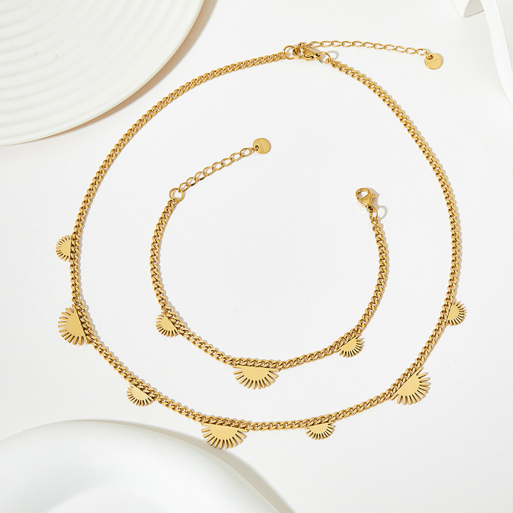 Retro Sun Titanium Steel Plating Bracelets Necklace