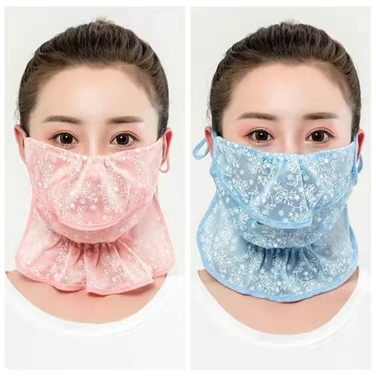 New Large-Sized Breathable Sun Protection Face Mask for Women, Outdoor Cycling, Floral Print Wind and Dust-Proof Face Cover with Opening