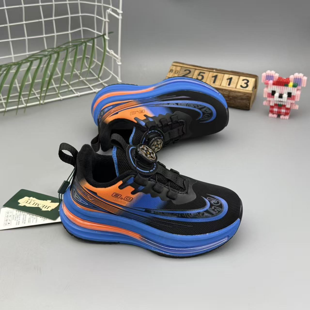 2025冬季新款加绒男童运动鞋户外青少年跑步纽扣鞋中大童防滑二棉