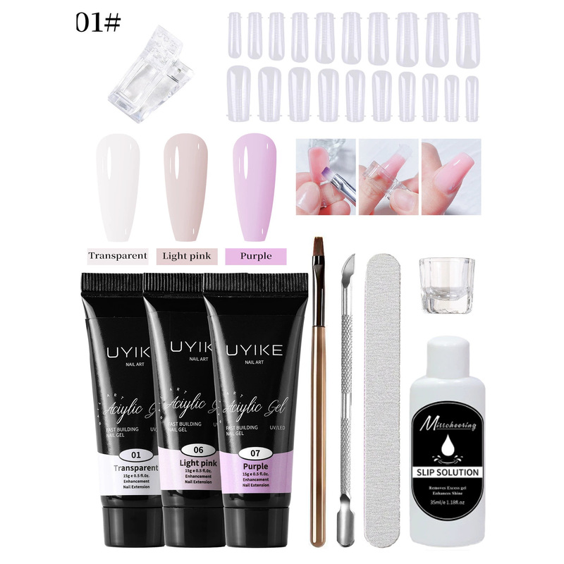 Cross-border UV light therapy nail extension tool set with nail lamp, base coat, top coat, and construction extension gel, complete set wholesale Cross-border UV light therapy nail extension tool set with nail lamp, base coat, top coat, and construction extension gel, complete set wholesale