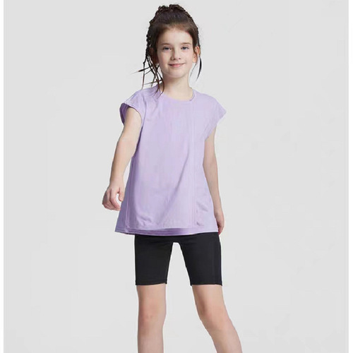 Summer light breeze thin ice silk quick-dry breathable girls babies children tennis sports fitness yoga five-quarter leggings