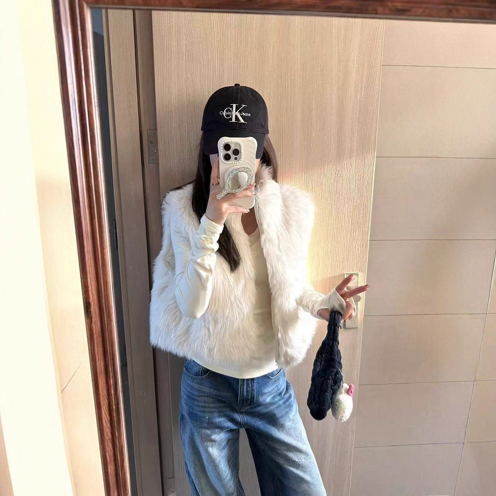 正确版！两穿毛毛羽绒服马甲女冬季2024新款无袖坎肩高级感上衣