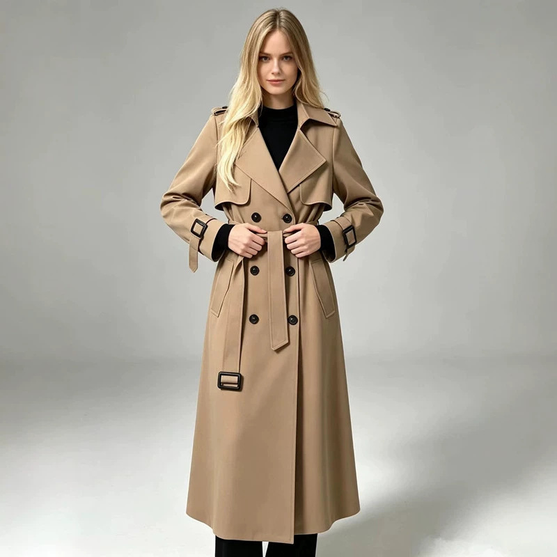 Women's Mid-Length Trench Coat 2026 Spring and Autumn New Korean Style Plus Size Petite Trendy British Style Over-The-Knee Coat