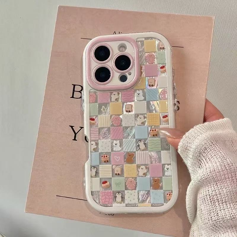 Ins estilo color color empalme cuadrado animal para iphone16ProMax funda para teléfono móvil Apple 14/15 nuevo 13