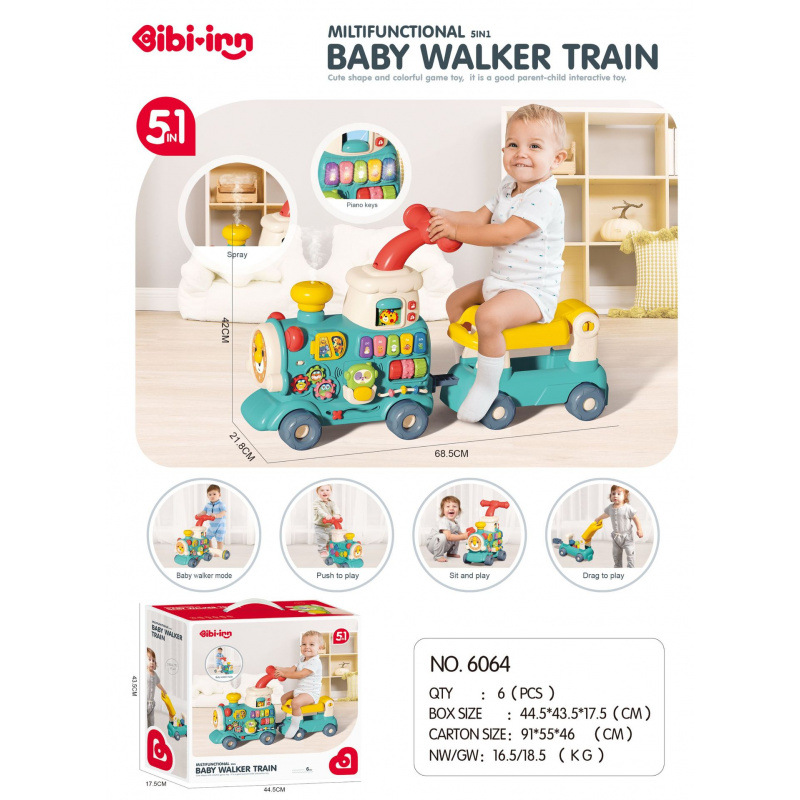 손으로 밀어가는 유아기차 5-in-1 (녹색) 2760g