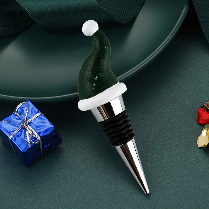European and American Party Christmas Decoration Wine Stopper Zinc Alloy Resin Christmas Hat Creative Wine Stopper