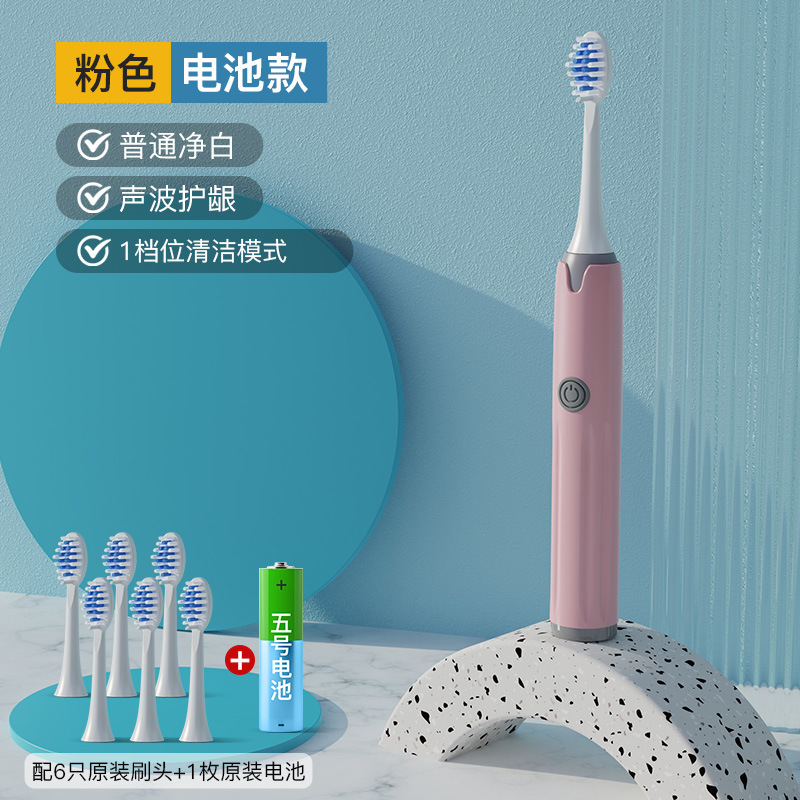 B 핑크 배터리 모델 [6 브러시 헤드 + 배터리]