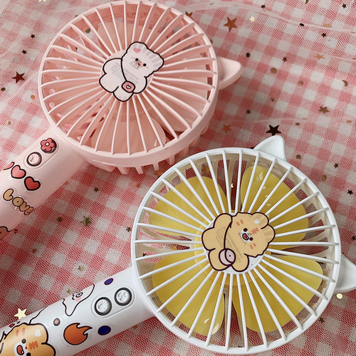  New Cute Cat Handheld Small Fan Mini Portable Charging Desk USB Student Handheld Electric Fan