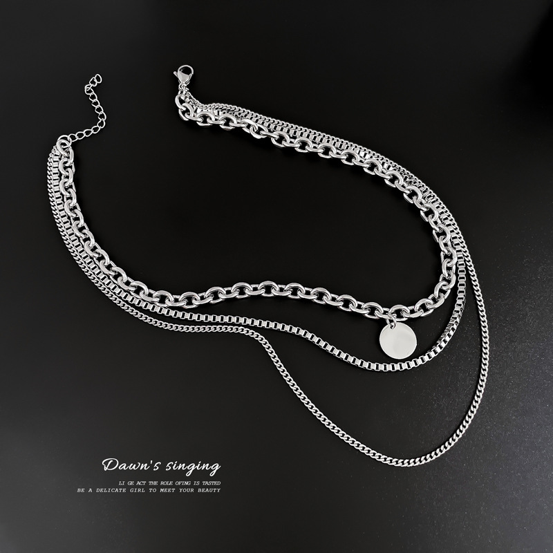 【Non sbiadisce】 La stessa collana a tre strati di Fan Chengcheng, catena alla clavicola, catena al collo in acciaio inossidabile, celebrità_voghion.com