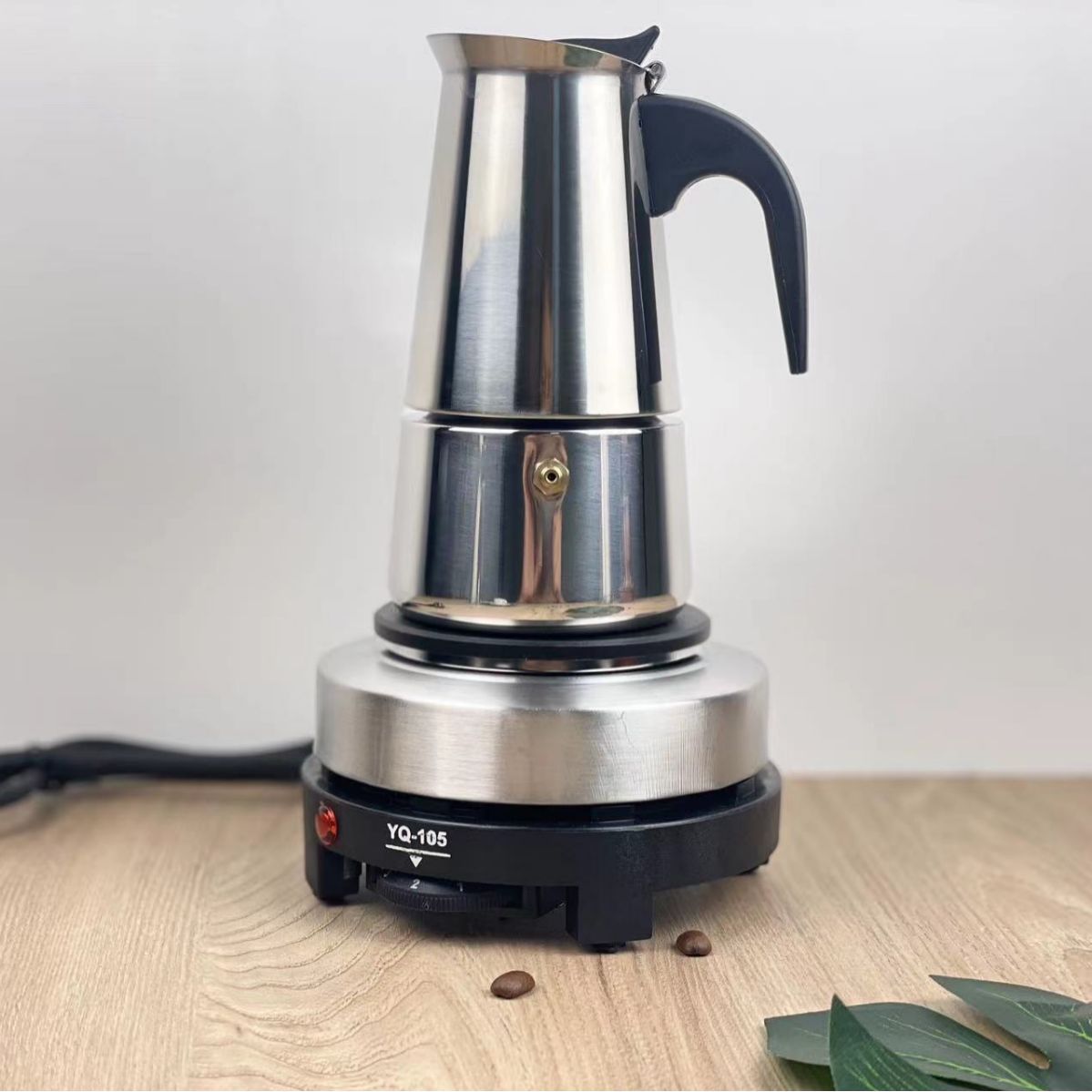 不锈钢咖啡壶浓缩意式摩卡壶欧插配套小电炉电热炉咖啡器具套装