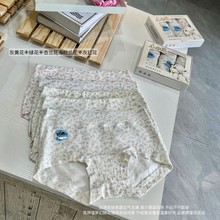 3825#-椿浔花鉴本色棉裤纯棉少女三角裤舒适碎花妈妈内裤女士盒装