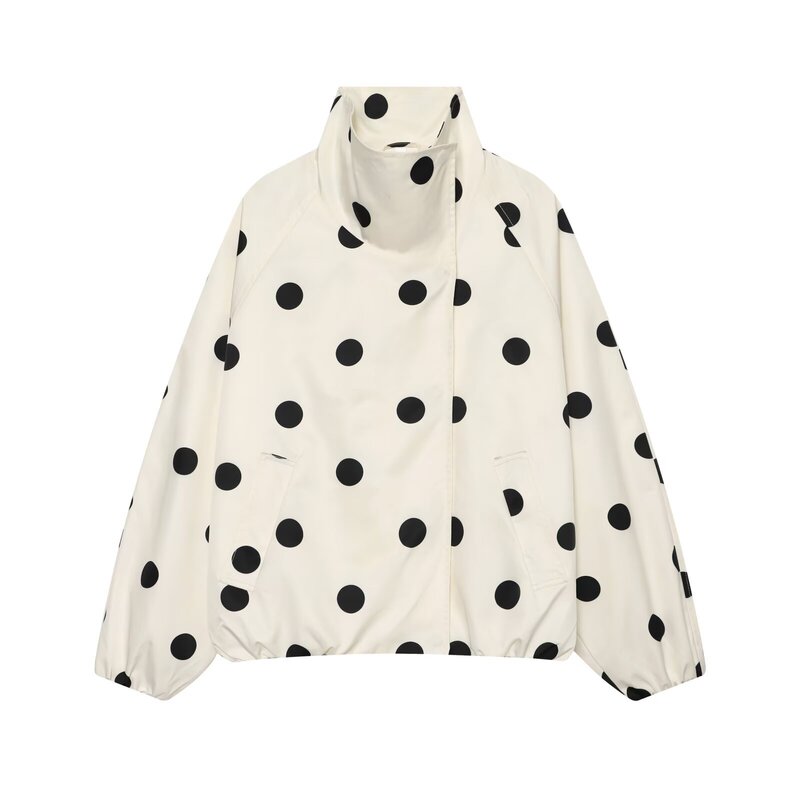 TAOP&ZA Women's Clothing 2026 Autumn New European and American Style Fashion Casual Versatile Polka Dot Flight Jacket Coat TAOP&ZA Women's Clothing 2026 Autumn New European and American Style Fashion Casual Versatile Polka Dot Flight Jacket Coat