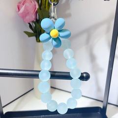 Japan-Korea Instagram-style flower bead phone chain, wristlet lanyard, bag charm, headphone/key accessory—wholesale