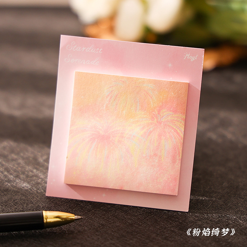 Bloc de notas adhesivas con diseño de pintura al óleo, alto valor estético, estilo simple, para estudiantes, adhesivo fuerte, bloc de notas con paisajes.