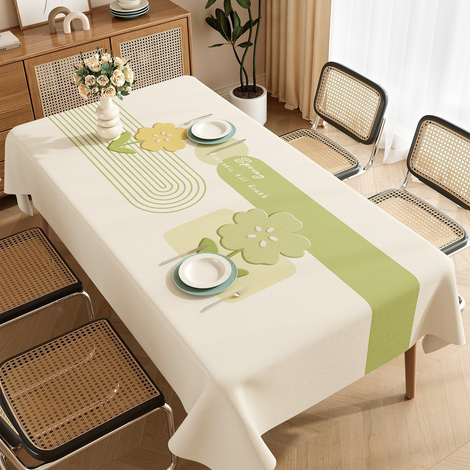 Cream-Style Tablecloth, Waterproof, Oil-Proof, Washable, Heat-Resistant, Ins-Style Dining Tablecloth, Light Luxury, High-End Feel, Home Use Coffee Table Cloth