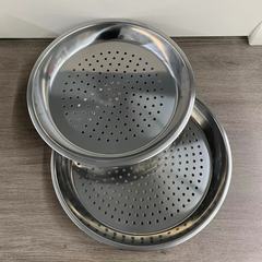 ステンレス製炒め皿蒸し器家庭用厚手蒸し器隔水蒸し器蒸し器鉄鍋細孔漏れ皿キッチン専用皿