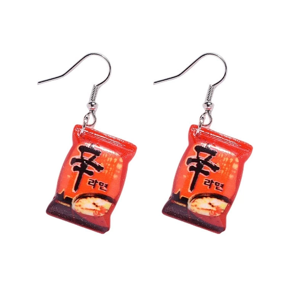 Korean instant noodle earrings