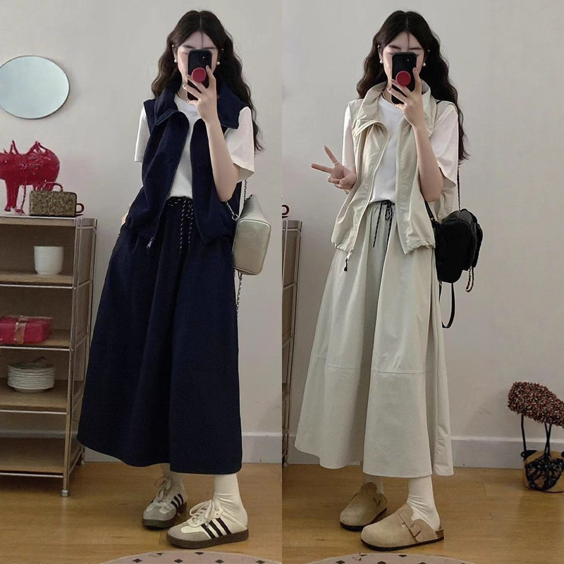 2026 Summer Korean Style Casual Versatile Two-Piece Set for Plus-Size Women, Petite Loose-Fitting Young Simple Outfit Dress 2026 Summer Korean Style Casual Versatile Two-Piece Set for Plus-Size Women, Petite Loose-Fitting Young Simple Outfit Dress
