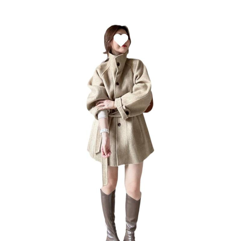 韩系立领加厚大衣女2025新款秋冬季高级感小个子韩系气质毛呢外套|undefined