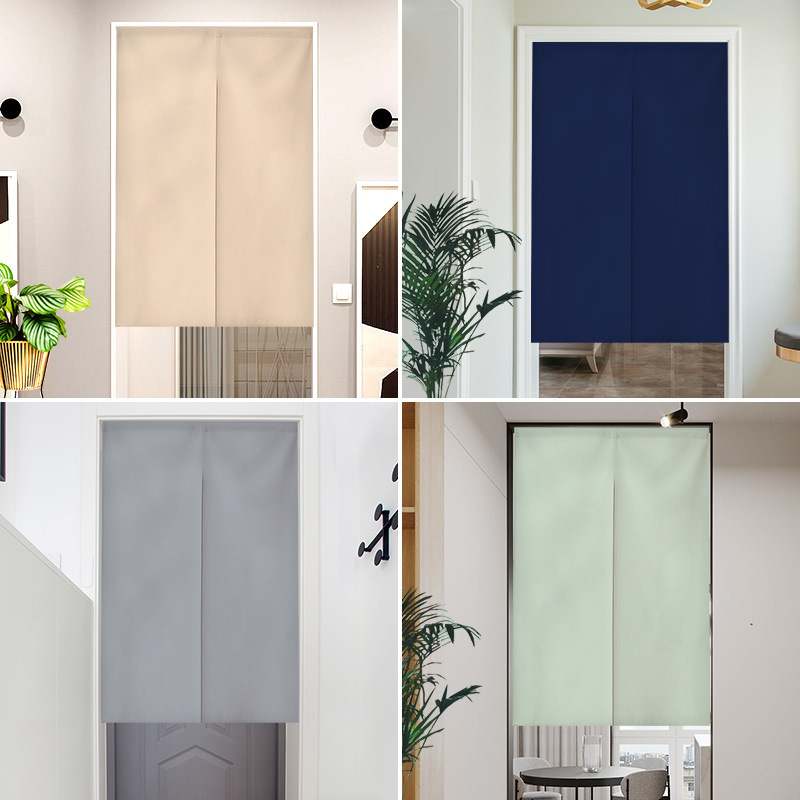 Solid Color Punch-Free Door Curtain, Restaurant Partition Curtain, Household Universal Cotton and Linen Fabric Kitchen Curtain, Wholesale