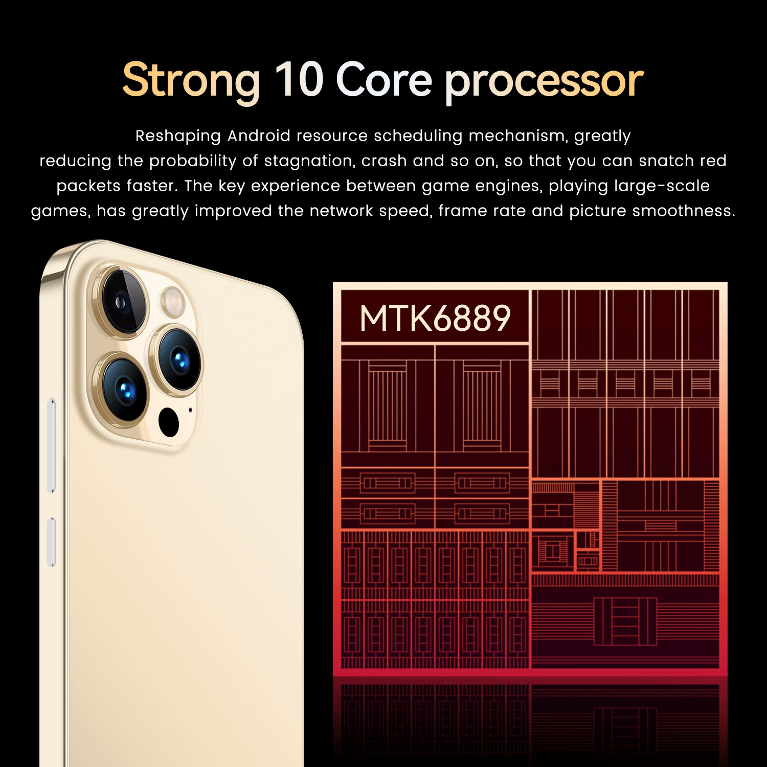 (Граница торговли), мобильный телефон, смартфон, intel core i14, pro6, 6.8 дюйма, широкий экран, 512gb, Android