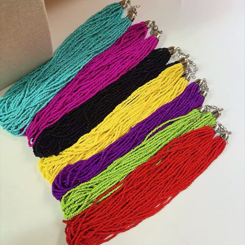 Bohemian Style Rice Bead Multi-Layer Necklace for Women, Vintage Wrapped Around Collarbone Chain, Fashionable and Personalized High-End Jewelry